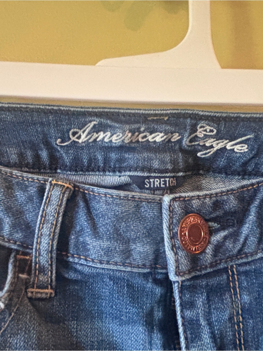 American Eagle Outfitters Medium Blue Straight Leg Distressed Jeans